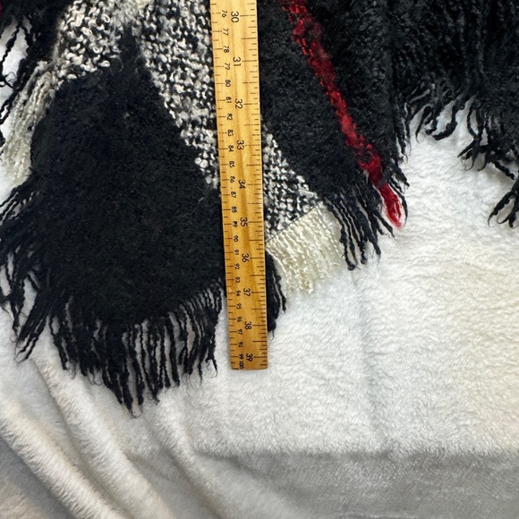 Olivia Sky Poncho Womens Size 2X Turtleneck Black Striped Cabincore Comfy Soft - Picture 5 of 6